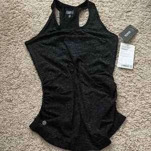 NWT Sz S Athleta Black Fitted Ruched Tank Top